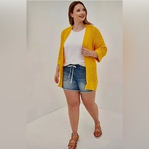 Torrid Yellow Gold Open Stitch Cardigan Open Front Sweater